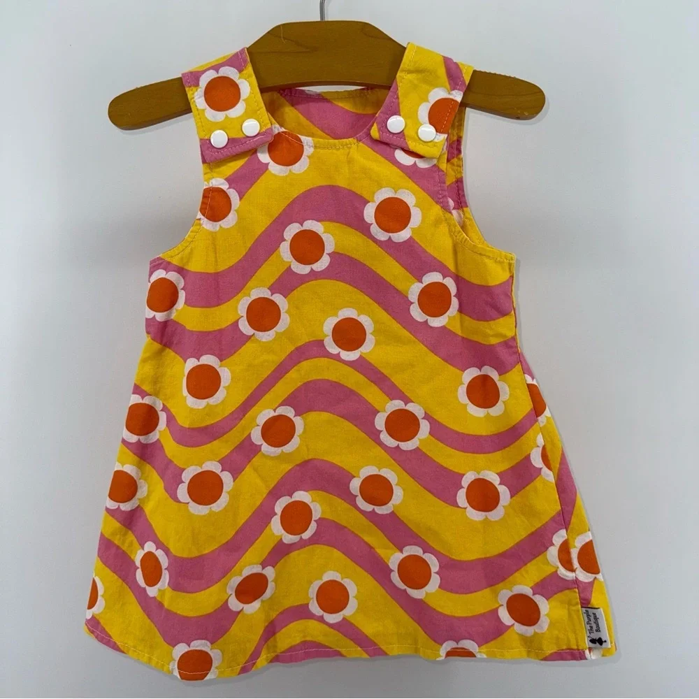 The Purple Wagon Boutique Retro Colorful Floral Baby Dress